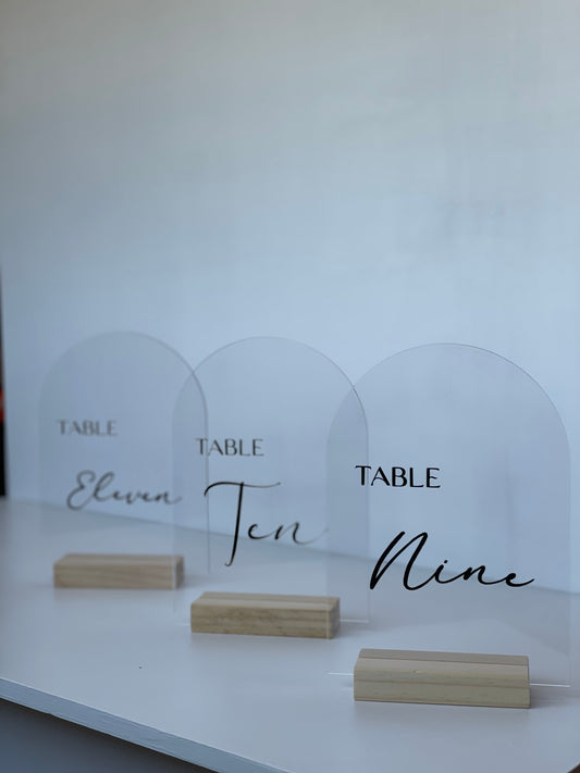 Table Numbers Glass Sign - Rental