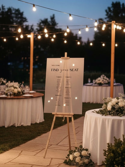 Find your Seat - Glass Sign - Rental