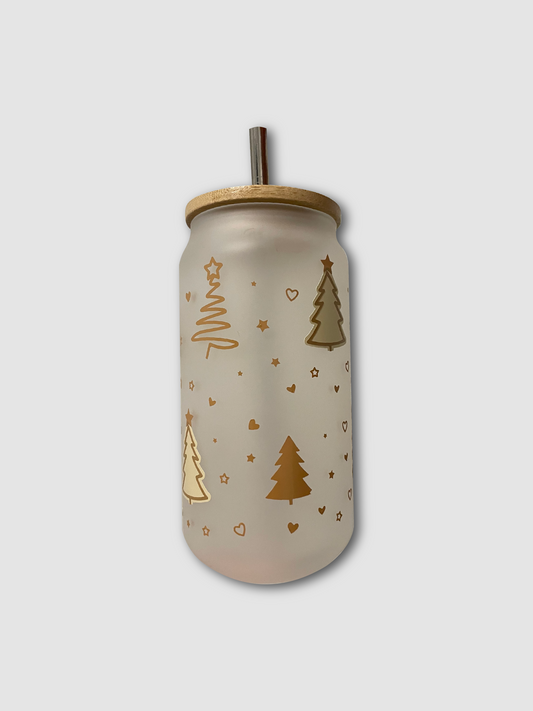 Jar with Metal Straw - Trees